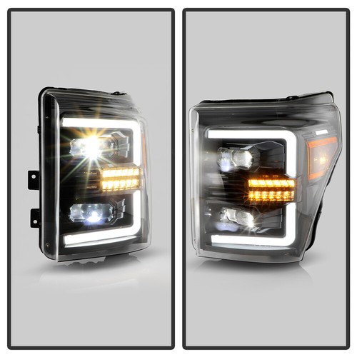 2011-2016 Ford F250 F350 Black Sequential Signal Full LED Projector Headlights - Picture 7 of 17