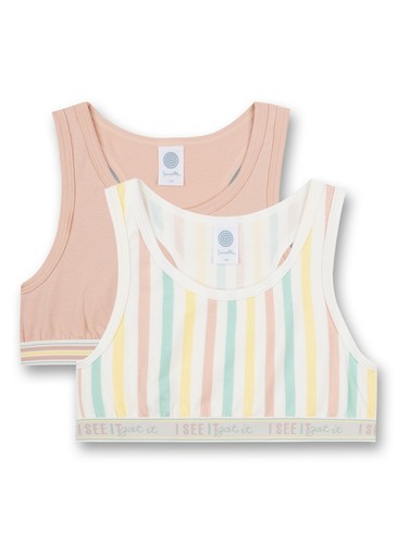 Girl Twin Pack Bustier + Panties, Striped And Uni V.Sanetta Size 140-164
