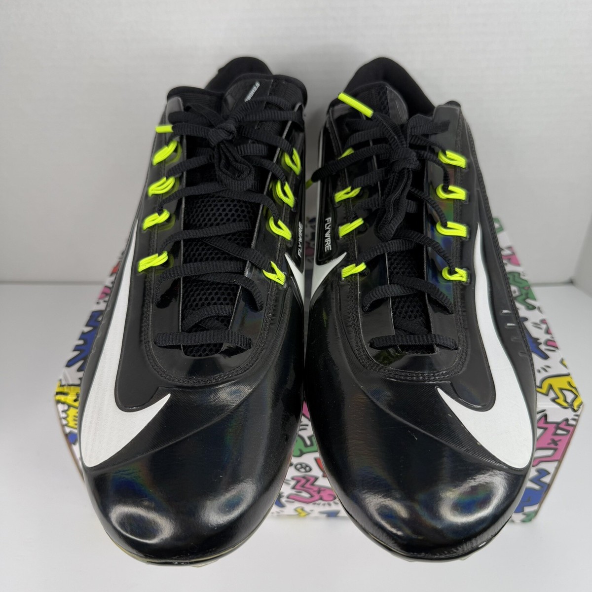 Nike Vapor Carbon Elite Football Cleats Black White 631425  display picture 2
