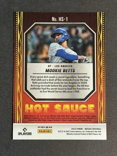 2022 Panini Prizm Hot Sauce Mookie Betts GREEN #HS-1 - Los Angeles Dodgers -3 - Picture 2 of 3