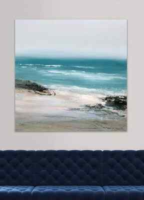 Shoreline Abstrakter Druck Wandkunst Leinwand gerahmt Modern Sea Joanne letzte 85x 85