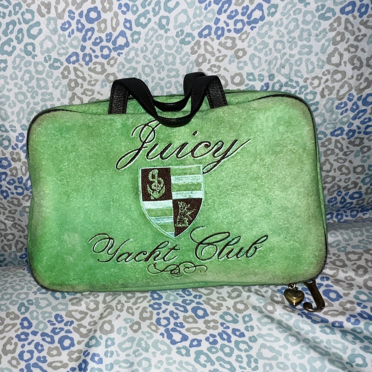 Vintage Green Juicy Couture Makeup Bag Cosmetic Case Terry Juicy