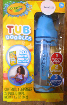 NEW CRAYOLA tub doodles crayon dispenser & 20 colored bath drops bathtime