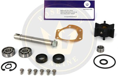 Sea Water Pump Shaft Repair kit for Volvo Penta MD2010 MD2020 D1-13 D1-20 Pump 3