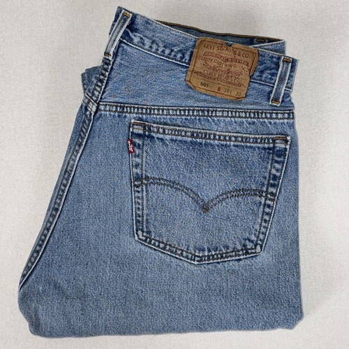 Vintage LEVI’S 501 Straight Leg USA Made Blue Denim Mens True W35 Tag W38 L30 - Bild 1 von 9