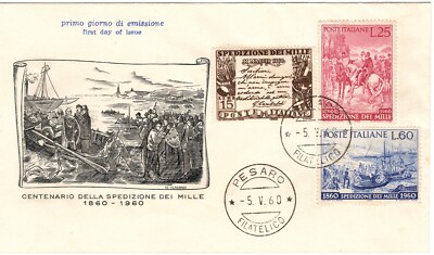 ITALY 1960 100TH EXPEDITION OF A THOUSAND GIUSEPPE GARIBALDI CANCELLATION FDC ON ENVELOPE