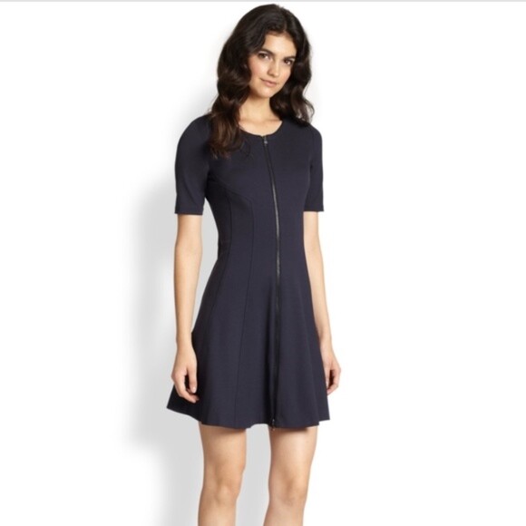 theory modern flare dress Flared Dress in Admiral Crepe in Rice | Women's Elegant Work Dress