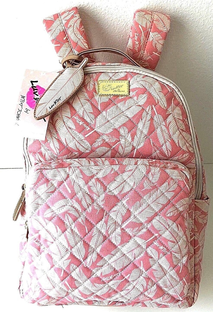 LUV BETSEY JOHNSON Pink Quilted  Backpack & Key Earrings Luv Betsey Johnson Rose Gold Pink Velvet Mini Backpack Purse  main image 4