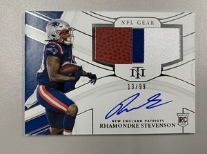 2021 National Treasures Rhamondre Stevenson NFL Gear Rookie Patch Auto /99