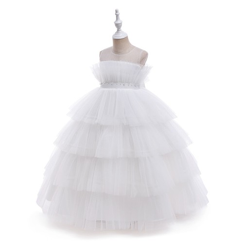 Elegant Wedding Party Girl Dress Children Bow Bridemaid Lace Princess Prom Gown - Picture 10 of 32