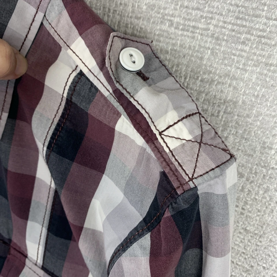 Camisa con botones LIFE/AFTER/DENIM para hombre mediana multicolor a cuadros informal lengüetas suizas Foto 4 de 4