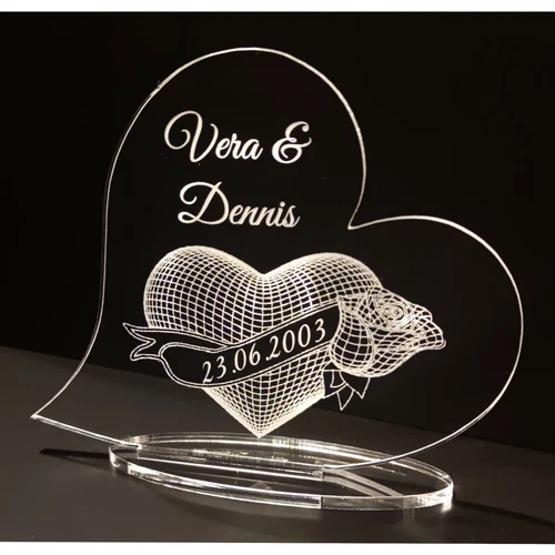 Valentinstag Hochzeit Geschenkidee Acryl Herz mit Wunschgravur Liebesgeschenk