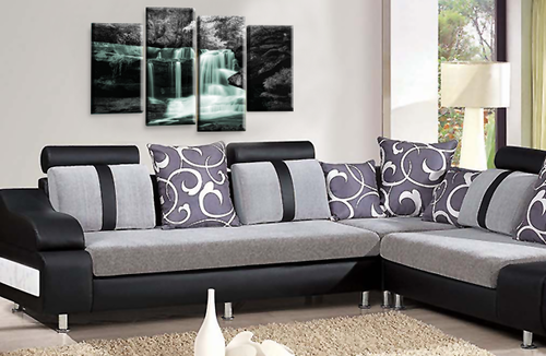 Großer Wasserfall Leinwanddruck Wandkunst blau grau weiß Landschaft geteilte Tafel - Bild 2 von 6