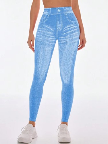 Damen-Yogahose V-Ausschnitt Denim-Druck Fitness Scrunch Po-Lift niedriger V-Ausschnitt - Bild 38 von 66