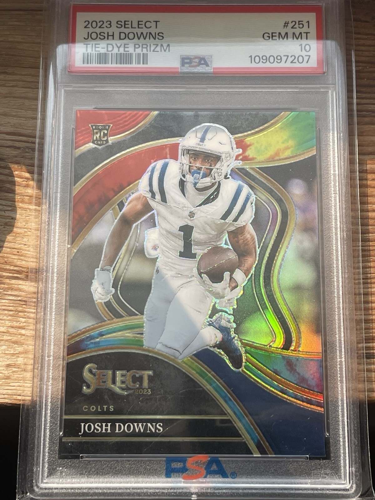 2023 Select Football Josh Downs Club Level Tie Dye RC Prizm Psa 10 #3/25 Colts