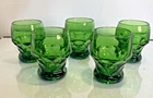Set Of 5-Vintage Anchor Hocking Georgian Forest Green 6oz  Drinking Glasses