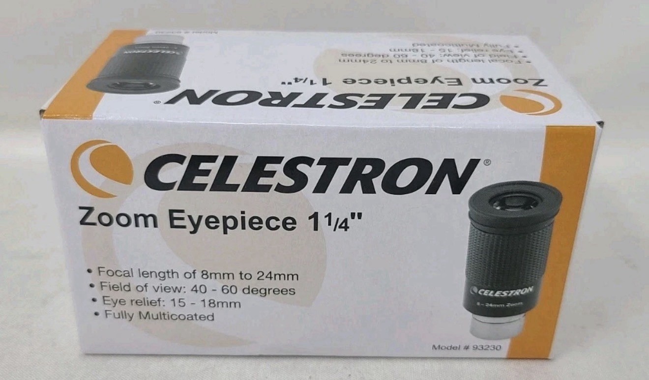 1.25" Celestron 8-24mm Zoom Eyepiece For Telescope. New-Factory Sealed
