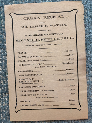 VINTAGE! 1908 Second Baptist Church Organ Recital