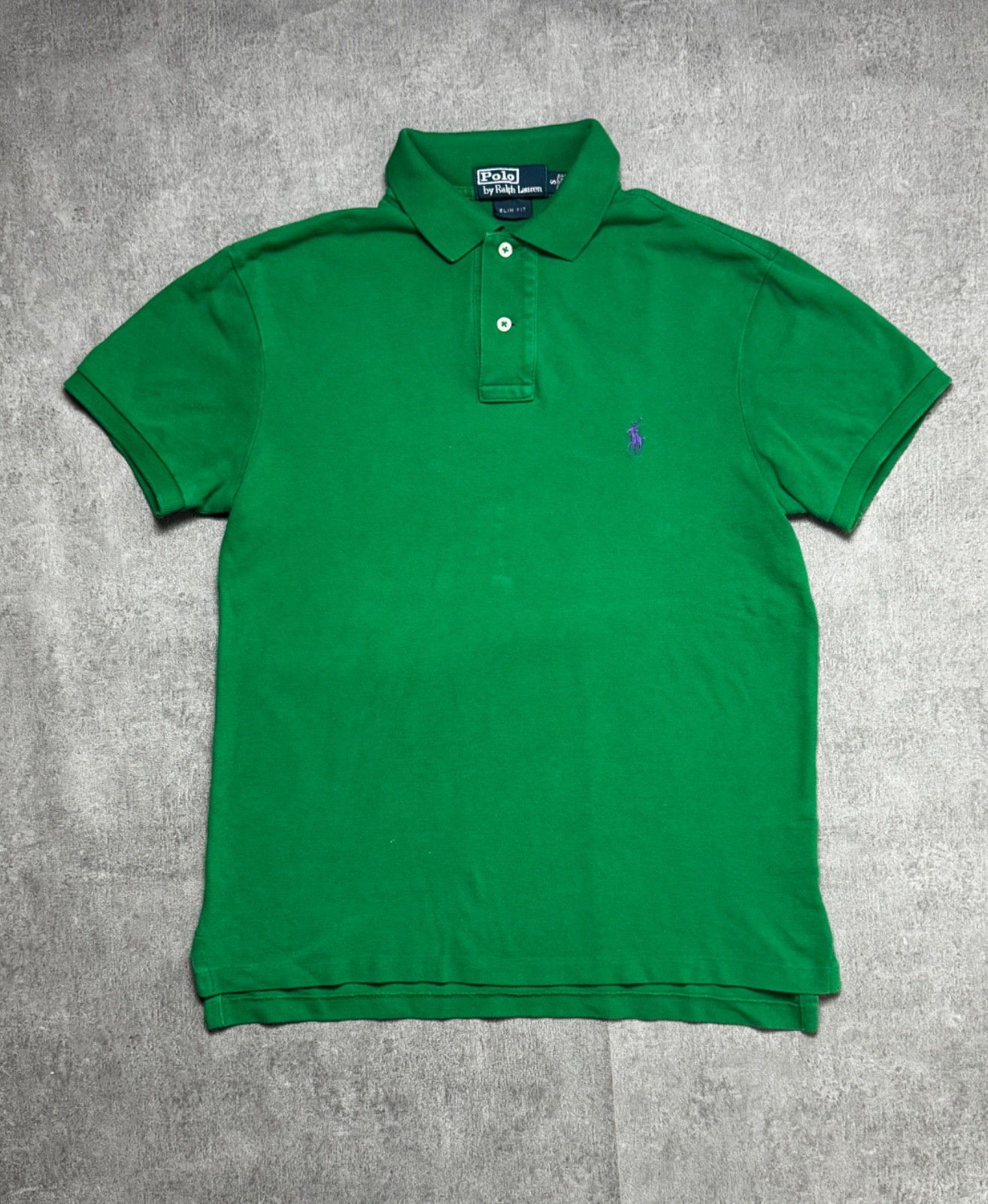 Polo Ralph Lauren Slim Fit Polo Shirt Mens S Green Purple Embroidery Pique Polo image 2