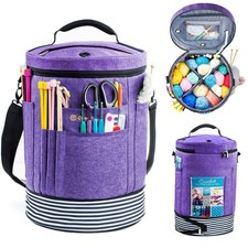 MYBAGZING Expandable Crochet Bag Knitting and Yarn Storage Organizer Tote wi...