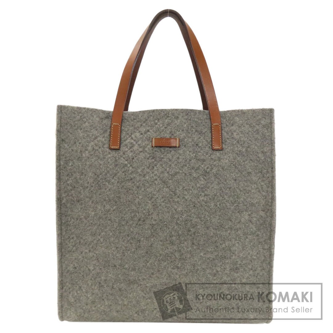 GUCCI Felt Logo Tote Bag Gray Used Ladies 32cmx32cm x11cm
