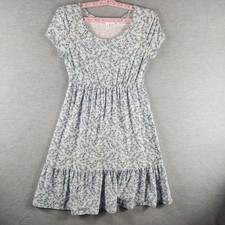 Planet Gold Dress Womens Medium Blue Floral Fit & Flare Short Sleeve Casual