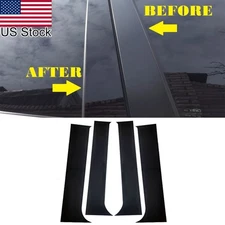 For Ford F-250 1999-2014 4PCS Glossy Black Pillar Posts Window Door Covers Trim 