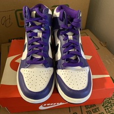 Nike Dunk HI GS DH9751 100 White/Electro Purple-Midnight Navy New Kids Size 5Y