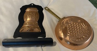 Vtg Copper Wall-Mounted Card/Letter Holder & Pineapple Copper/Tin/Brass Pan