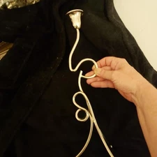 Vintage Silver Curvy Vine Candle Holder, Abstract Woman Chrome Candlestick 15"