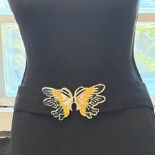 Vintage Butterfly Metal and Enamel Stretch Belt