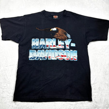 VTG 1992 Harley Davidson T Shirt Mens L Eagle American Flag Single Stitch USA