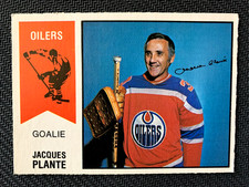 1974 O-Pee-Chee WHA #64 JACQUES PLANTE GOALIE OILERS AUTO