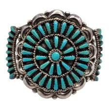 Joyce Vacit Tsethlikai Zuni Sterling Silver Needle Point Cuff Bracelet 5.5"