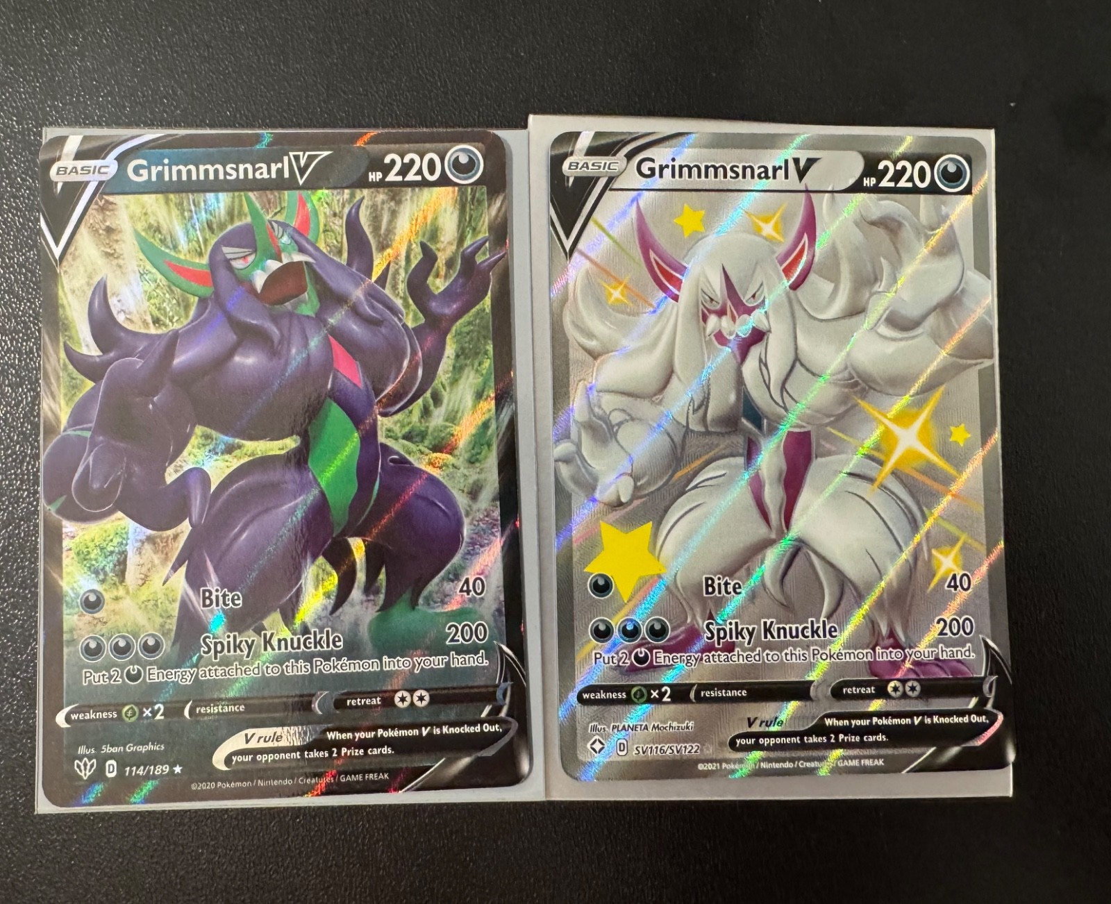 Grimmsnarl V SV116 & 114 Shining Fates Darkness Ablaze Mint/NM Pokemon Cards