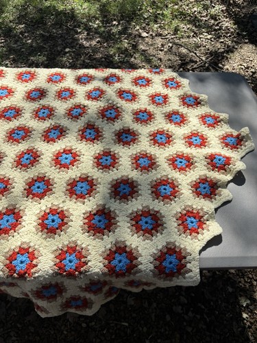 Vintage afghanische Couch Design gehäkelt hausgemacht Sechseck Formen - Bild 6 von 14