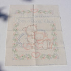 A Little Love Vintage Linen Sampler Stamped Embroidery 11"x14" teddy bear cat