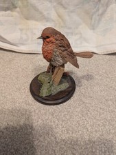 Country Artists Hand Painted Robin on Fence Post Figurine British Garden Bird