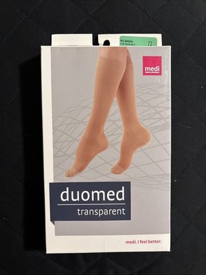 Medi Duomed  Transparent 20-30 mmHg Sheer Knee High NUDE Closed Toe Size X-Large