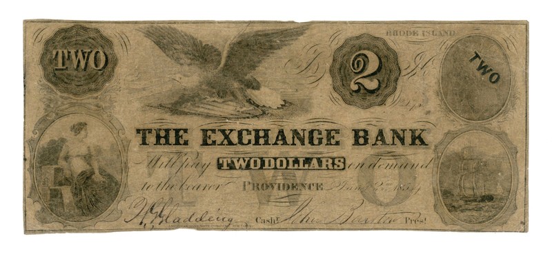 1854 $2 The Exchange Bank - Providence, RHODE ISLAND (Spurious) Note
