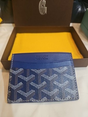 Goyard ネイビー レザー キーホルダー Authentic Goyard Saint Sulpice Card Holder Sky Blue - Pristine New