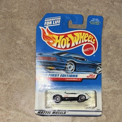 1998 Hot Wheels #669 First Editions 28/40 CHAPARRAL 2 White w/Chrome Lace Spokes