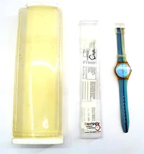 NEW Swatch Watch CHLORINE GK242 with Special Edition Container from 1997 NOS