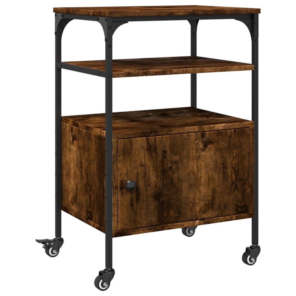 Printer Stand 3-Tier Storage File Organizer Smoked Oak Engineered Wood vidaXL-image