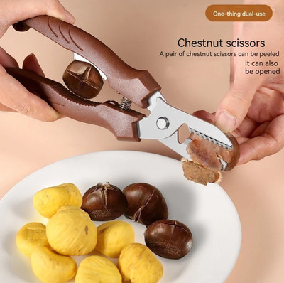 1 pc Chestnut Peeler Scissors Stainless Steel Cross Cutter Nut Shell Opener Tool