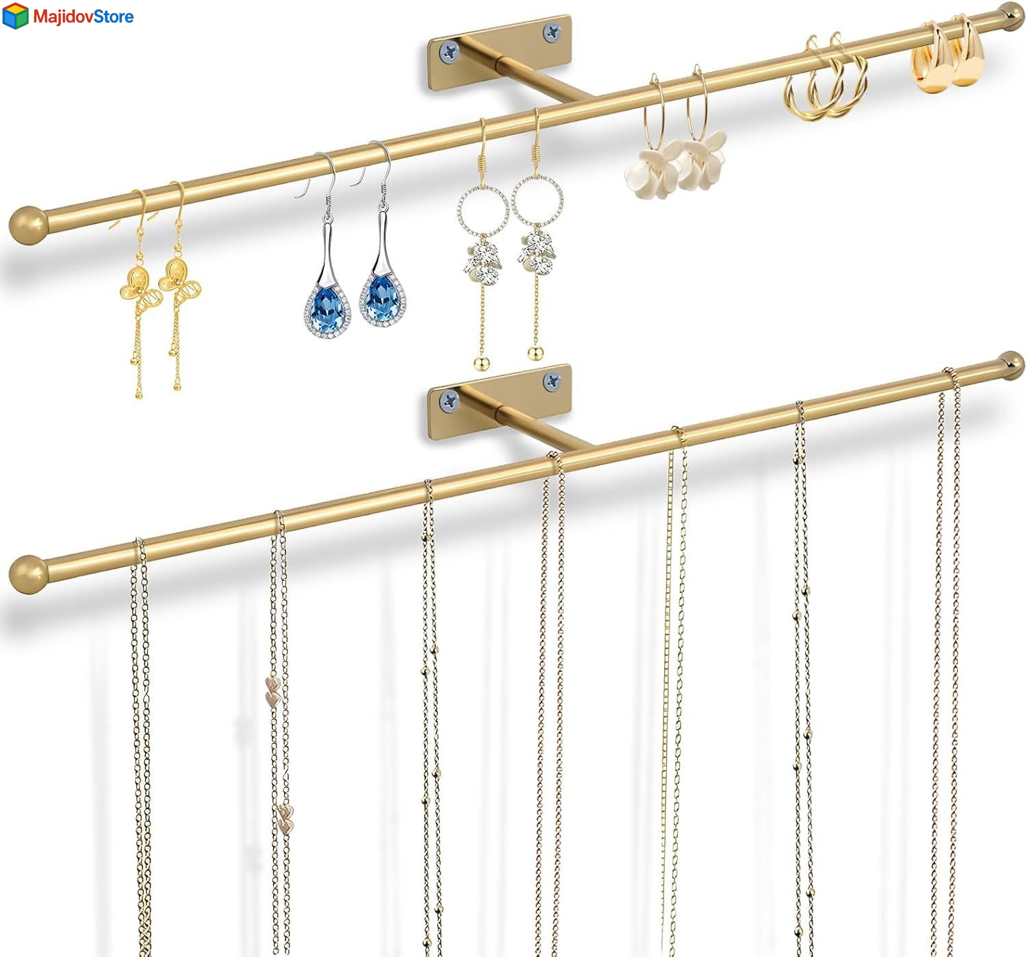 2 Pack Wall Jewelry Organizer, 14.5'' Necklace Holder for Hanging Earring, Ring,