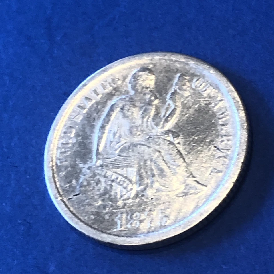 Moneda de diez centavos libertad sentada 1875 CC EF+++Impresionante y rara CC ((WOW)) Foto 4 de 4