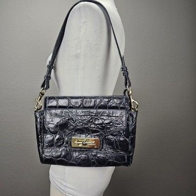 Vintage ESCADA Blue Croco-Embossed Leather Shoulder Bag - Made in Italy - Rare