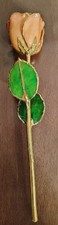 Everlasting Peach Rose, Gold Dipped Forever Flower, 11.5", 24K Dipped