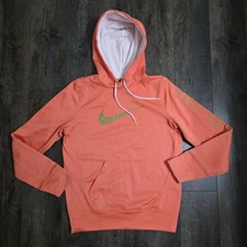 Nike Hoodie Womens Small Coral Peach Gold Swoosh Just Do It Sleeve Spellout